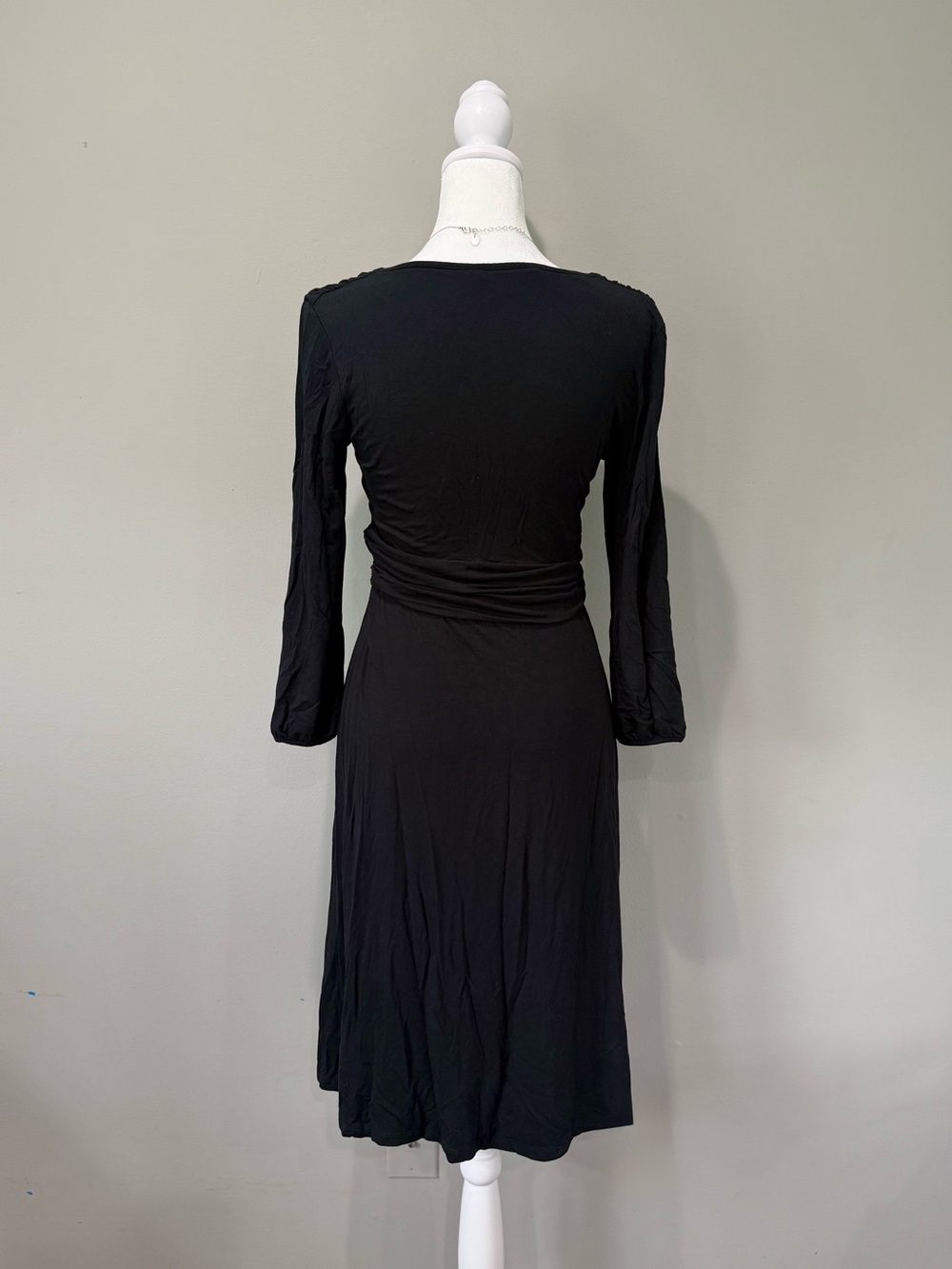Boden Layla Jersey Black Long Sleeve Mock Wrap Dress - Picture 3 of 5